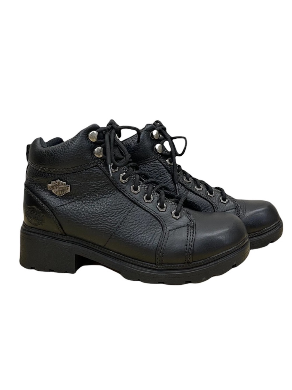 HARLEY-DAVIDSON Black Ladies Lace Up Ankle Boots Size 8.5